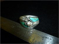 Men's Custom Sterling & Turquise Ring - Size 11.5
