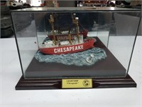 Chesapeake Lightship in Glass Dispaly Case