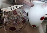 (2) Contemporary Art Glass, Dot Glass Vases