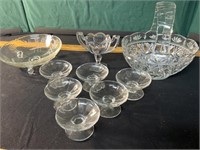 Vintage Crystal Basket & Glassware