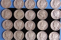 Twenty Mecury Dime Silver Coins