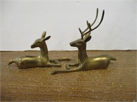 Pair of Small Brass Deer