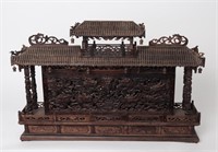 Chinese Miniature Dragon Wood Temple Shrine