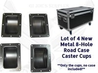 4 NEW Road Case Metal Lid 8-Hole Caster Cups
