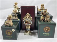 Six Boyds Bears Figurines with Boxes (Tallest is