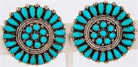 Jewelry Sterling Silver Turquoise Clip Earrings