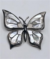 Sterling Silver Butterfly Mother of pearl  Brooch