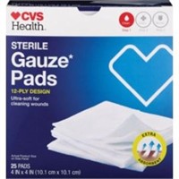 (2) CVS Health Sterile Gauze Pads, 4 in X 4 in