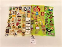 3 Display Sheets with Misc. Collectible Pins