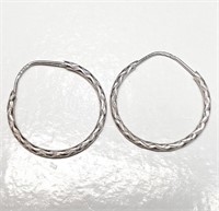 10K WHITE GOLD HOOP  EARRINGS