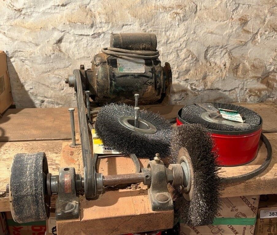 Very Old Belt Driven Bench Grinder