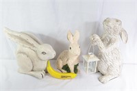 3 Ceramic & Resin Easter Bunny Statues