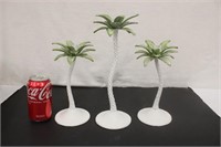 3 Metal Palm Tree Candle Holders
