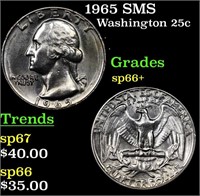 1965 SMS Washington Quarter 25c Grades sp66+