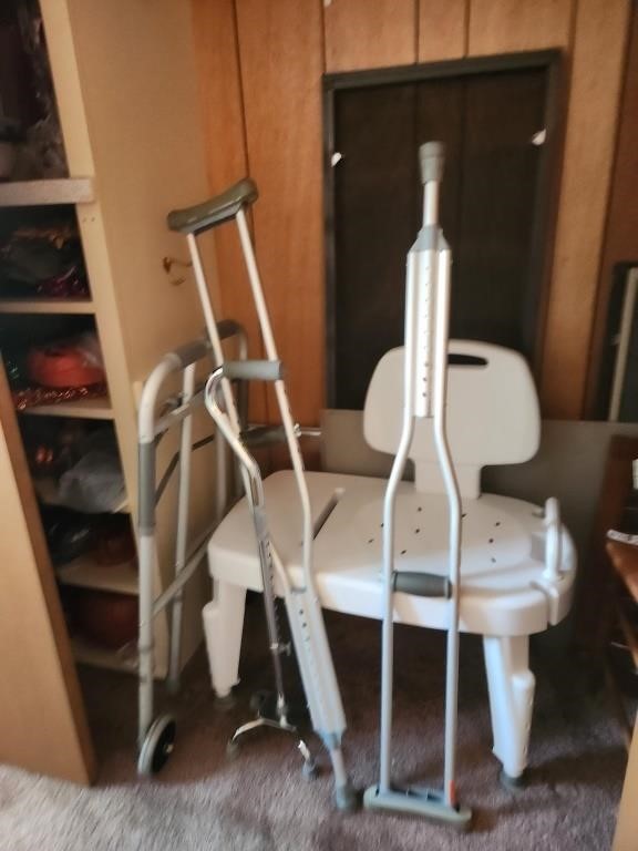 Medical. Shower Chair. Walker. Cane. Crutches