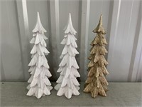 3 Ceramic Glitter Trees