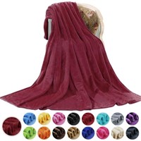 50x60 Inches - Throw  Howarmer Wine Red Fleece Thr