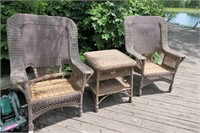 (2) Wicker Chairs & Table