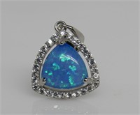 Blue Opal & Diamonds Pendant