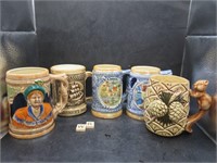 5 SOUVENIR BEER STEINS