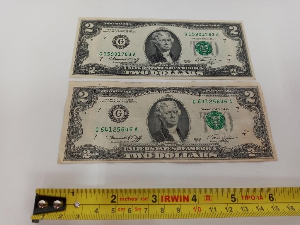 1976 Two Dollar Bill Lot of 2