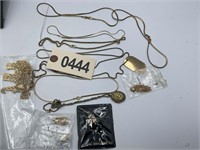 ASSORTED GROUP OF GOLD COLORED CHAINS, PENDANTS, A