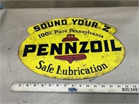 Pennzoil Double Sided Tin Sign - 1960