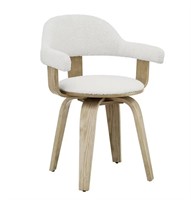 Art Leon Iva White Fabric Swivel Arm Chair