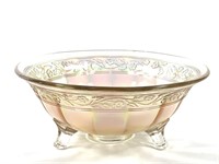 Lt. Orange Iridescent Footed Bowl w/ Flower Emboss