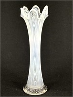 Clear & White Swung Glass Vase 11.75"H