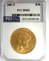 1901-S Gold $20 MS65 LISTS $33500