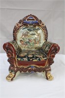 Vintage large Asian hand painted ceramic chair,