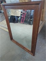 Large Beveled Mirror with Wood Frame 24" x 37"
