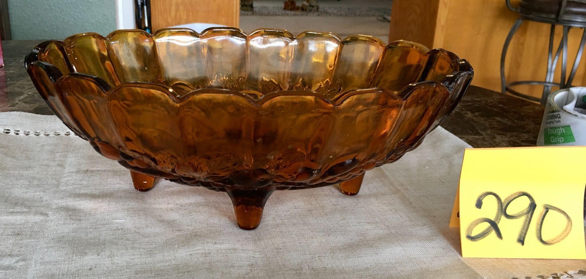 Vintage Indiana Glass Amber Fruit Bowl