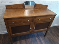 Oak super buffet with bevel glass mirror and