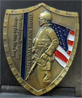 St. Michael veteran die cut challenge coin