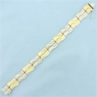 Diamond Cut Wave Design Bar Bracelet in 14k Yellow