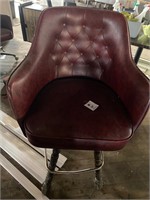 large swivel barstool, dark red vinyl vintage