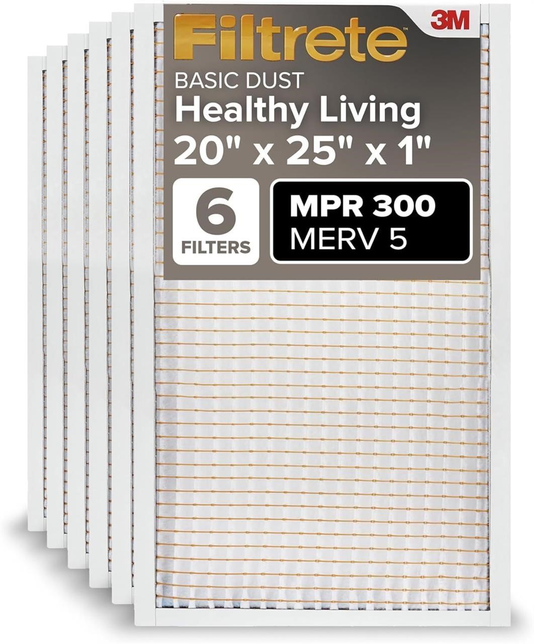 Filtrete 20x25x1 Air Filter, MERV 5, MPR 300 6PK