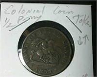 1857 Bank of Upper Canada half penny token