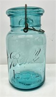 1 qt. blue Ball Jar with glass lid,