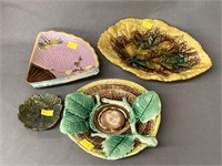 Majolica Begonia Leaf Pattern Plate with Plates