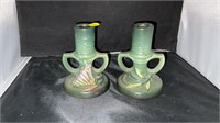 ROSEVILLE USA #1161 41/2? POTTERY CANDLE HOLDERS