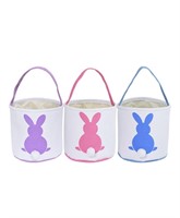 3 PCS Easter Bunny Basket Bags for Kids - Canvas
