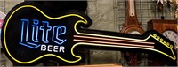 90s Lite Beer Neon Style Lighted Guitar Bar Sign