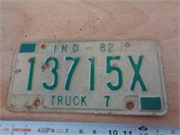 1982  INDIANA LICENSE PLATE