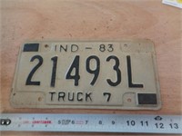 1983  INDIANA LICENSE PLATE