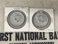 PAIR of 1964 Kennedy Half Dollar Coins