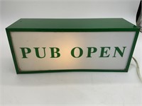 VINTAGE METAL "PUB OPEN/CLOSED" LIGHT SIGN