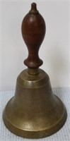 Antique School Bell w/ Wood Handle - 9" tall